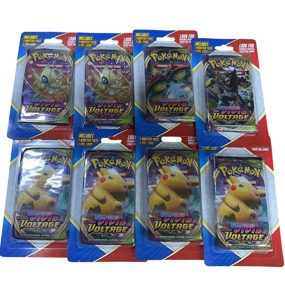 Pokemon TCG Lot of 8 Sword & Shield Vivid Voltage Booster Packs Foil Blister NEW